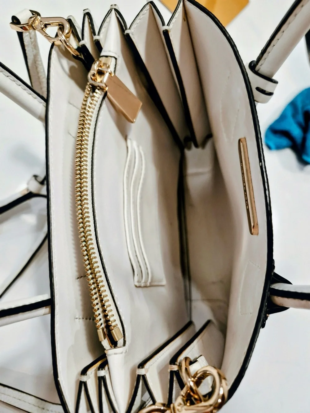Michael Kors Cream Pebbled Leather Satchel with Gold Hardware